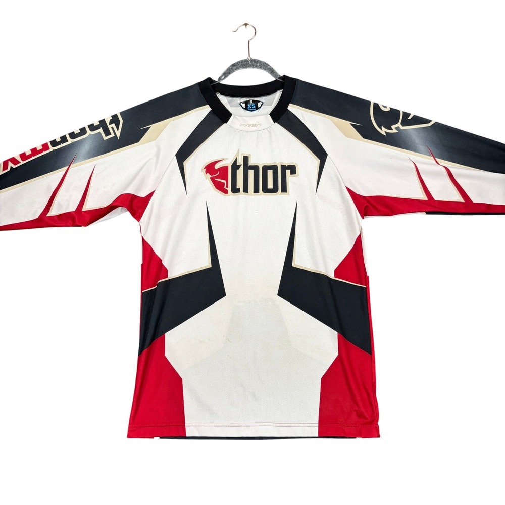 Thor Phase Motocross Jersey Womens White Red Black Long Sleeve Racing Top XS